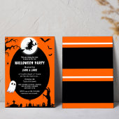 Spooky Hexe über dem Orangen Halloween-Party des M Einladung