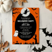 Spooky Hexe über dem Orangen Halloween-Party des M Einladung