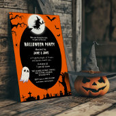 Spooky Hexe über dem Orangen Halloween-Party des M Einladung