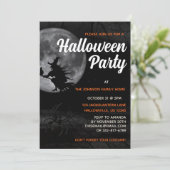 Spooky Hexe und Spider Halloween-Party Einladung (Stehend Vorderseite)