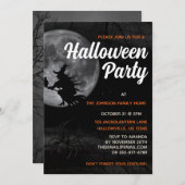 Spooky Hexe und Spider Halloween-Party Einladung (Vorne/Hinten)