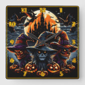 Spooky Hexen Ansammlung zu Halloween Quadratische Wanduhr (Vorderseite)