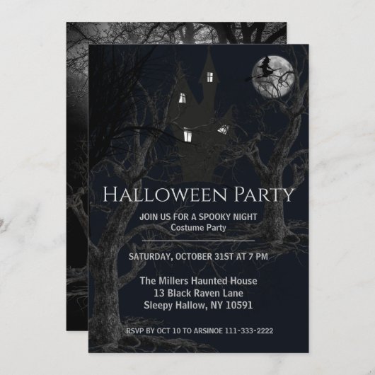 Spooky Hexen Forest Halloween-Party Einladung (Vorne/Hinten)
