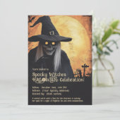 Spooky Hexen Halloween-Feier Einladung (Stehend Vorderseite)