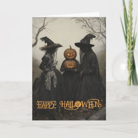 Spooky Hexen Halloween Feiertagskarte (Vorderseite)