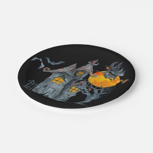 Spooky Hexen Halloween Pappteller (Schrägansicht)