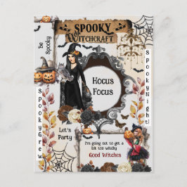 Spooky Hexen Halloween-Party Postkarte
