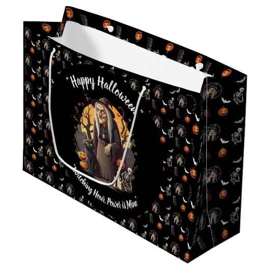 Spooky Hexengebäckchen Halloween 🎃 🧙 ♀️ Große Geschenktüte (Vorderseite Schrägansicht)