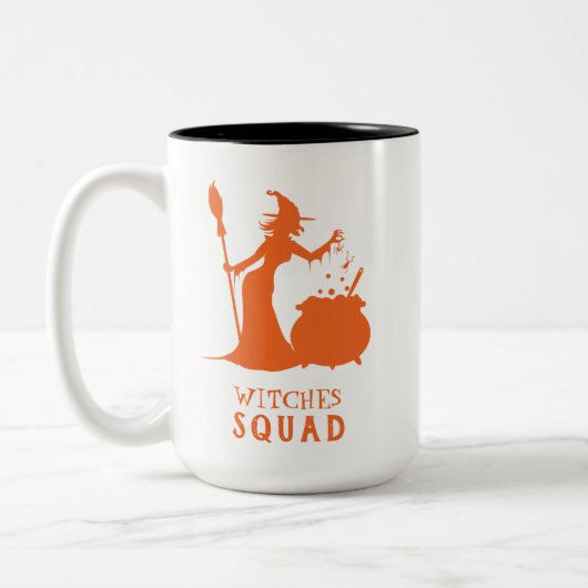 Spooky Hexenschaum-Frosch-Halloween-Party Zweifarbige Tasse (Links)