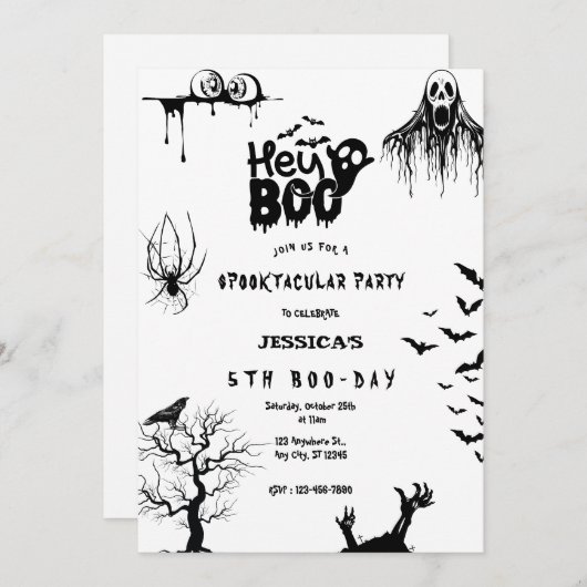 Spooky Hey Boo Kids Halloween Party Einladung (Vorne/Hinten)