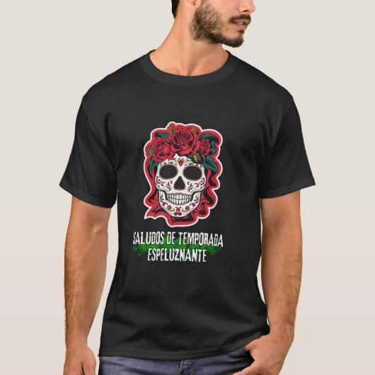Spooky Hispanic Halloween Jahresgrüße Design T-Shirt (Vorderseite)