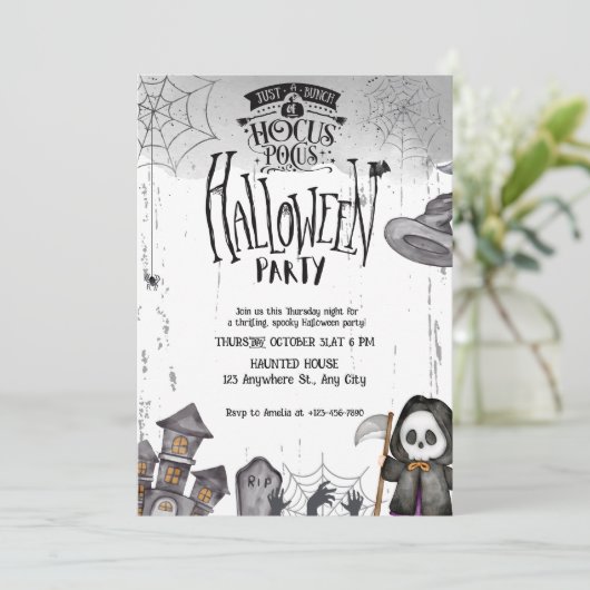Spooky Hocus Pocus Halloween HexenParty Einladung (Stehend Vorderseite)