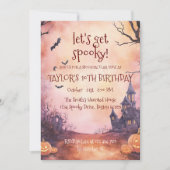 Spooky House and Bats Halloween Party Einladung (Vorderseite)