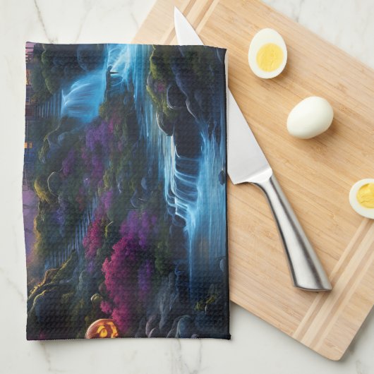 Spooky House auf Halloween Hill Geschirrtuch (Viertel Falte)