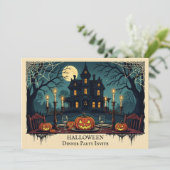 Spooky House Halloween Dinner Party Invitation Einladung (Stehend Vorderseite)