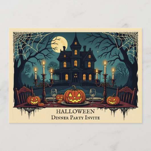 Spooky House Halloween Dinner Party Invitation Einladung (Vorderseite)