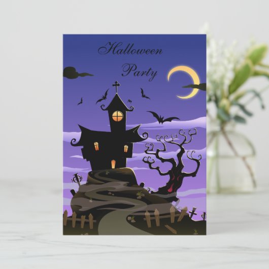 Spooky House Halloween-Party Einladung (Stehend Vorderseite)