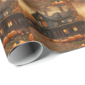 Spooky House Pumpkin Halloween Collection Geschenkpapier (Rolleneckpunkt)