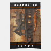 Spooky House Pumpkin Halloween Collection Geschirrtuch (Vertikal)