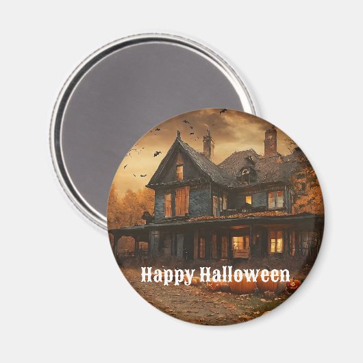 Spooky House Pumpkin Halloween Collection Magnet (Vorderseite/Rückseite)