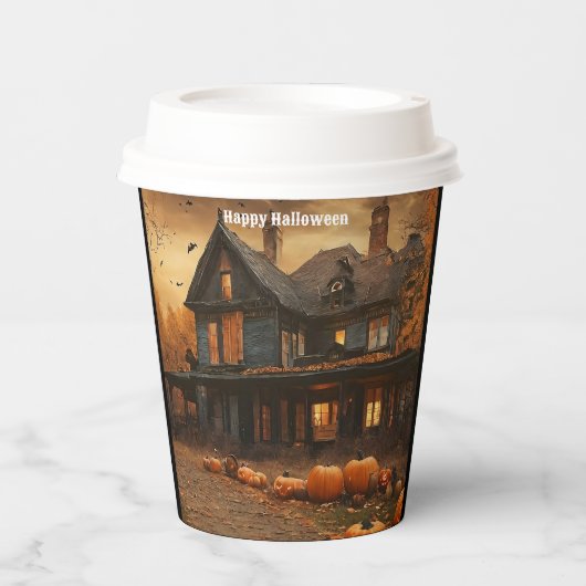 Spooky House Pumpkin Halloween Collection Pappbecher (Vorderseite)