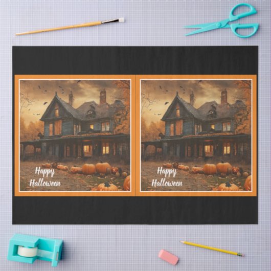 Spooky House Pumpkin Halloween Collection Seidenpapier (Basteln)
