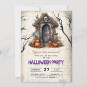 Spooky House Skull Pumpkins Halloween-Party Einladung (Vorderseite)