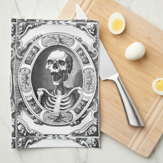 Spooky Human Skull Thunder_Cove Geschirrtuch (Viertel Falte)