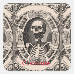 Spooky Human Skull Thunder_Cove Quadratischer Aufkleber
