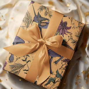 Spooky Hummingbird Garden Autumn Ochre Geschenkpapier