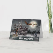 Spooky Hunted House Halloween Karte (Vorderseite)