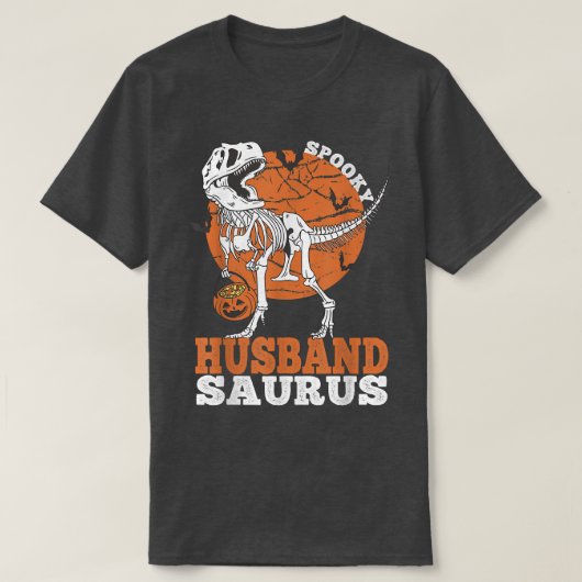 Spooky Husband Saurus Dinosaur Skeleton T rex Pump T-Shirt (Design vorne)
