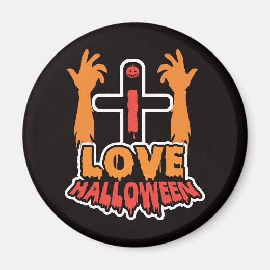 Spooky I Liebe Halloween Zombie Hands Magnet (Vorne)