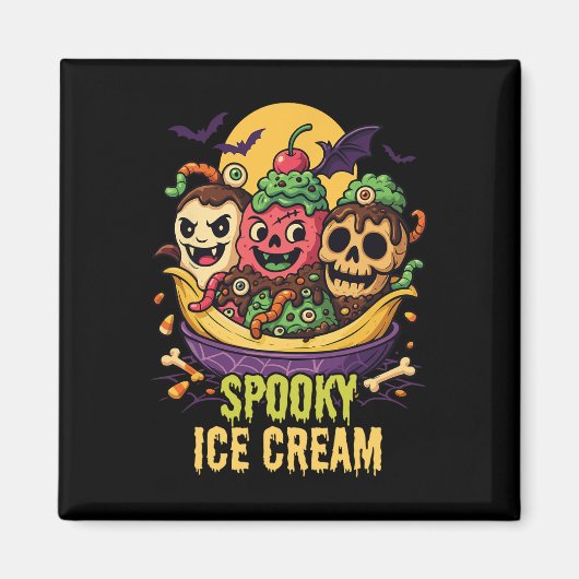 Spooky Ice Cream Dessous Halloween Design Magnet (Vorne)
