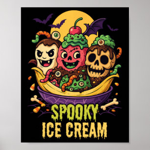 Spooky Ice Cream Dessous Halloween Design Poster