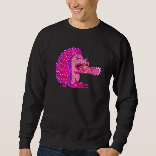 Spooky Igel Vaporwave Creepy Animal Chainsaw H Sweatshirt (Vorderseite)