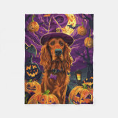 Spooky Irish Red Setter Halloween Hexenkürbis Fleecedecke (Vorderseite)