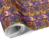 Spooky Irish Red Setter Halloween Hexenkürbis Geschenkpapier (Rolleneckpunkt)