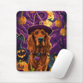 Spooky Irish Red Setter Halloween Hexenkürbis Mousepad (Mit Mouse)