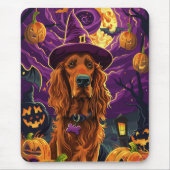Spooky Irish Red Setter Halloween Hexenkürbis Mousepad (Vorne)