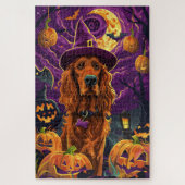 Spooky Irish Red Setter Halloween Hexenkürbis Puzzle (Vertikal)