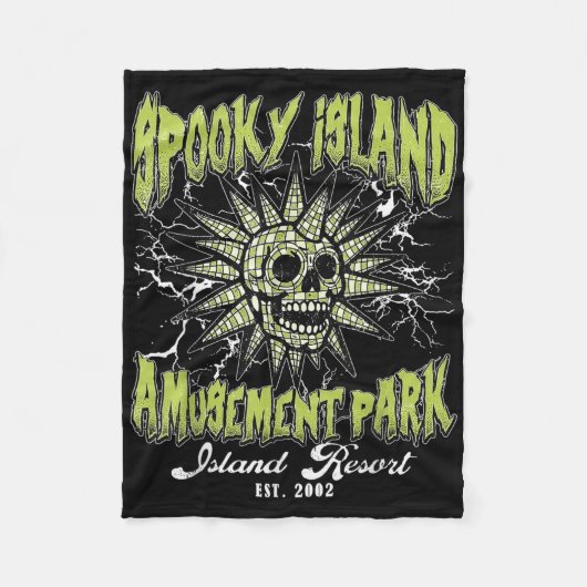 Spooky Island Est 2002 Vergnügungspark Skull Hallo Fleecedecke (Vorderseite)