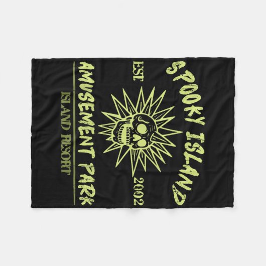 Spooky Island Est 2002 Vergnügungspark Skull Hallo Fleecedecke (Vorderseite (Horizontal))