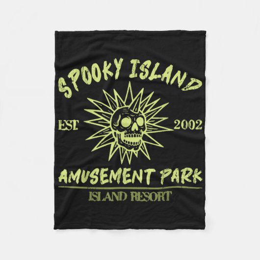 Spooky Island Est 2002 Vergnügungspark Skull Hallo Fleecedecke (Vorderseite)