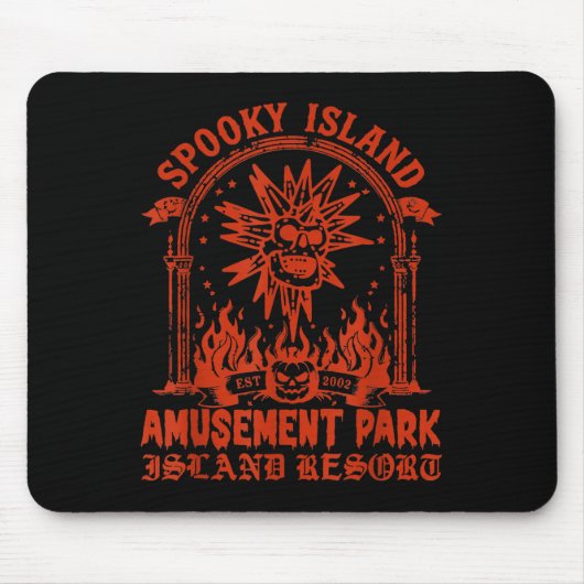 Spooky Island Est 2002 Vergnügungspark Skull Hallo Mousepad (Vorne)