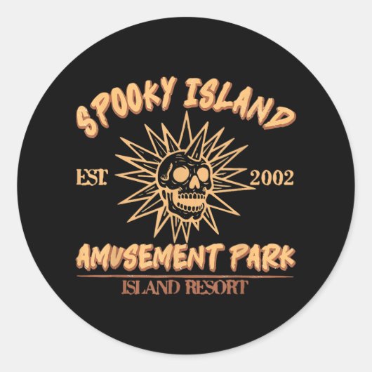 Spooky Island Est 2002 Vergnügungspark Skull Hallo Runder Aufkleber (Vorderseite)