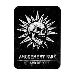 Spooky Island Est 2002 Vergnügungspark Totenkopf Magnet