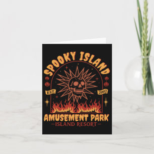 Spooky Island Vintag Skull Flame Retro Halloween Karte