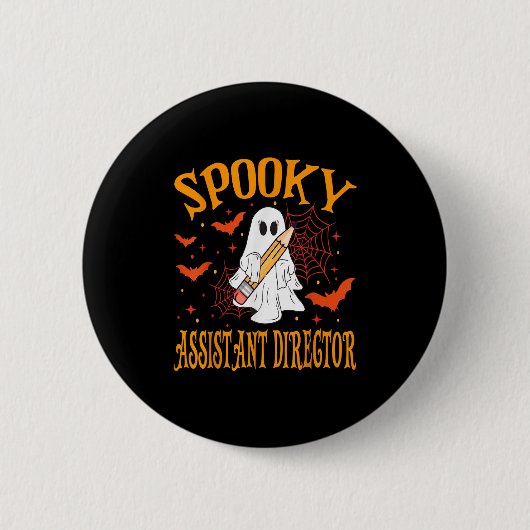 Spooky Istant Director Ghost Funny Halloween Schoo Button (Vorderseite)