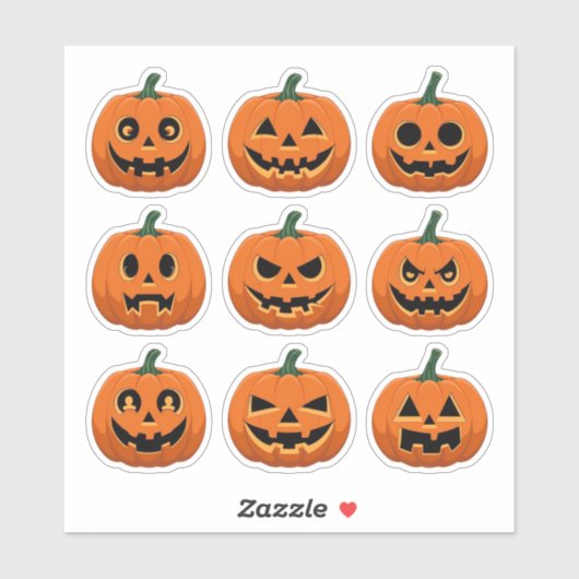 Spooky Jack-o’ Lantern Faces Scrapbook Stickers Aufkleber (Blatt)